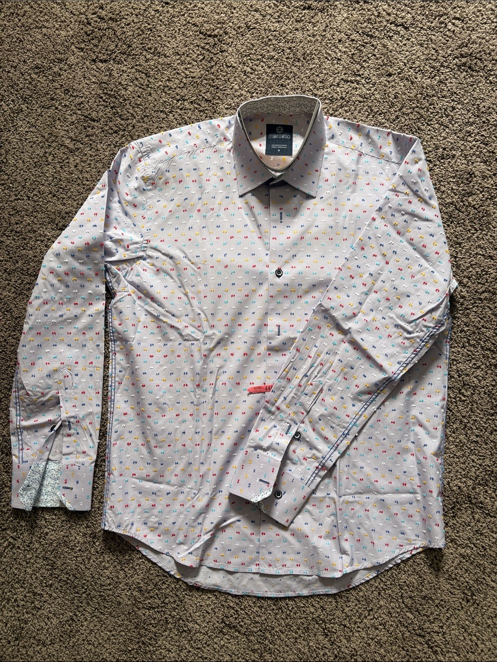 Marcello Lavender Long-Sleeve Dress Shirt with Multicolor Micro Print